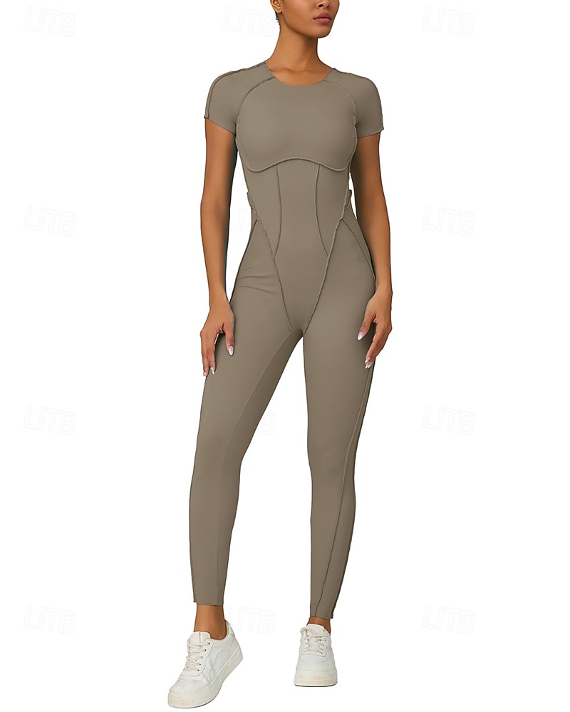 Mujer Mono de Fitness Pijama Mono Color sólido Body Verano Primavera Otoño Arroz blanco Rosa Entrenamiento de gimnasio Aptitud física Yoga Eslático Transpirable Manga Corta Deporte Ropa de Deporte 2026 - $44.99 –P12