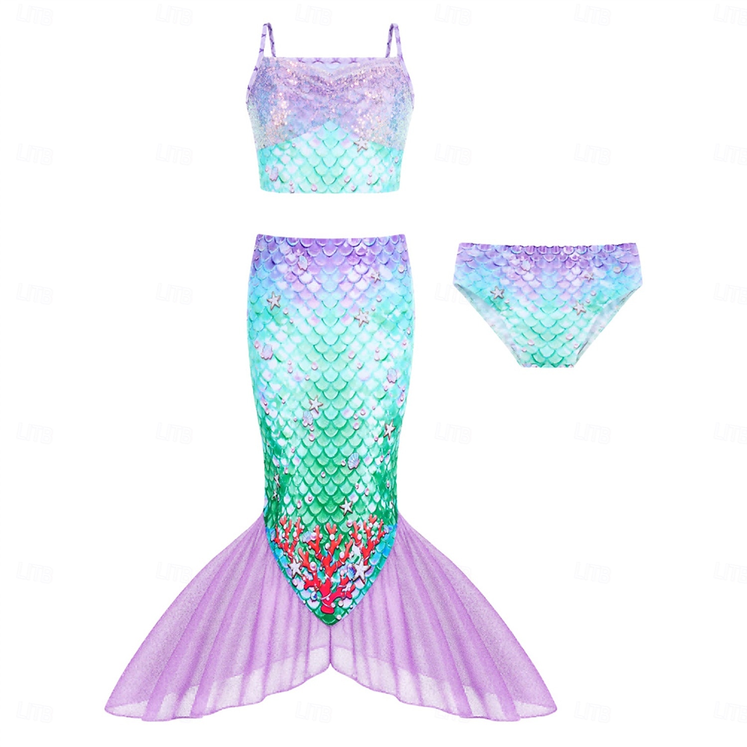 Mermaid Princess Dress Swimwear Movie Cosplay for Girls' Kid's Masquerade Party Holiday Festival 2026 - $25.99 –P2