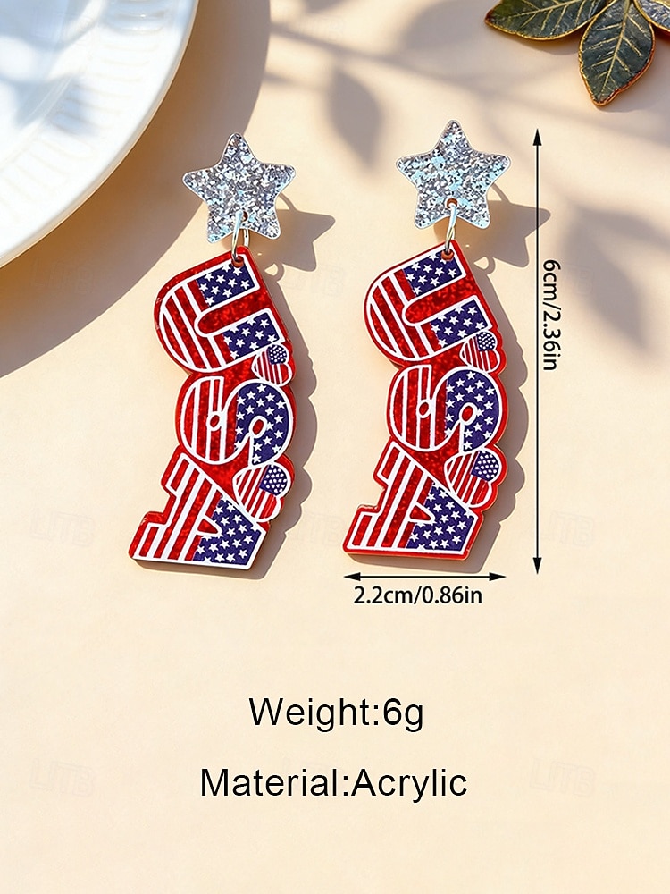Women's Acrylic Patriotic Dangle Earrings, Multi-Style Red White Blue Statement Jewelry for America 250th Celebration, Independence Day and Daily Casual Wea 2026 - $7.99 –P11