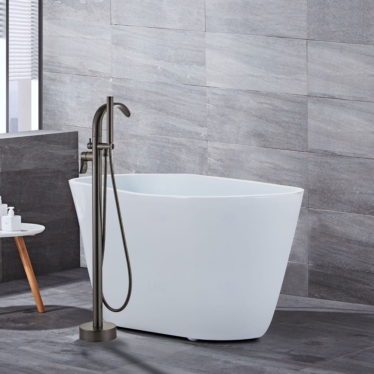 360° Rotating Free Standing Tub Faucet,Freestanding Bathtub Faucet With Sprayer,Floor Mount Bathtub Faucet,Tub Fillers With Handheld Shower,Brass Bathroom Faucet Set Grey 2026 - $483.39 –P10