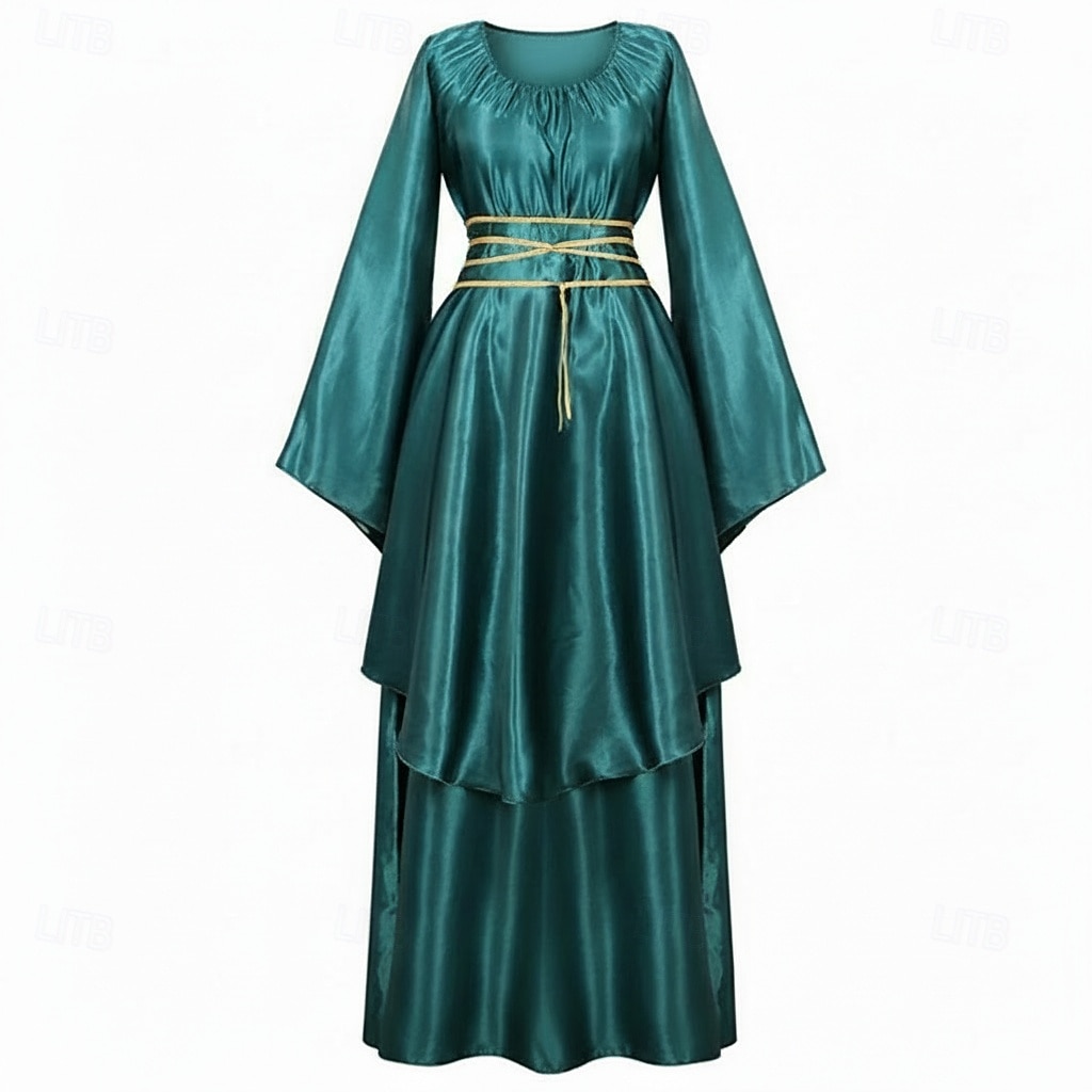 Victoriano Medieval Renacimiento Hasta el Suelo Vestidos Bruja Hada Corte A Disfraz Mujer Fantasía Víspera de Todos los Santos Carnaval Mascarada Feria del Renacimiento LARP Fiesta temática retro 2026 - $61.99 –P3