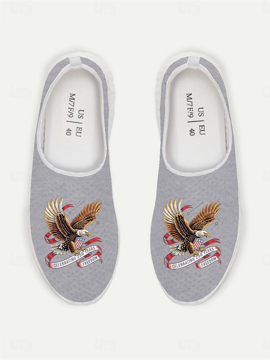 Men's Patriotic Breathable Mesh Slip-On Sneakers – Eagle and Flag Design for Parades, 4th of July, USA Anniversary and National Celebrations 2026 - $32.99 –P1