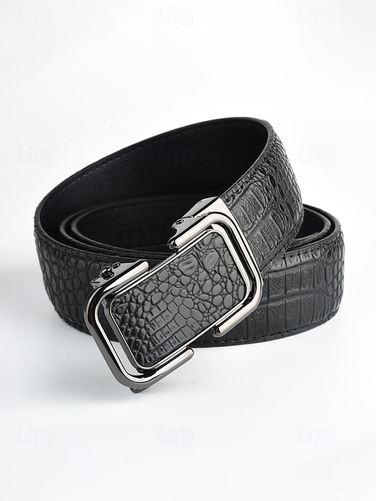 Herren-Gürtel aus echtem Leder mit Krokodilmuster, schwarz & braun, elegantes Accessoire für formelle und legere Anlässe wie Hochzeiten, Partys und den täglichen Geschäftsalltag 2026 - $19.99 –P7