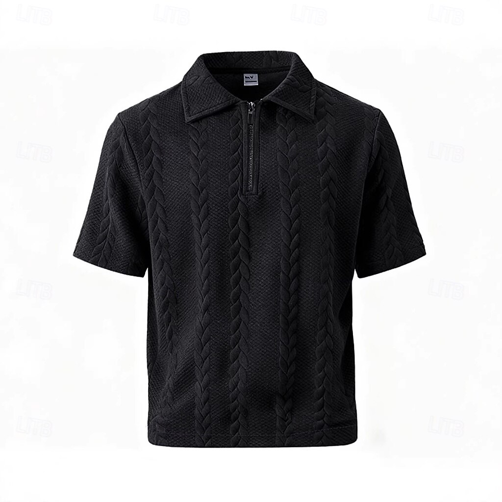 Homme Polo Polo à fermeture éclair Occasionnel Quotidien Zip quart Manche Courte Mode Uni Fermeture éclair Été Printemps Coupe régulière Noir Blanche Kaki Gris foncé Polo de 2026 ? $24.99 –P14