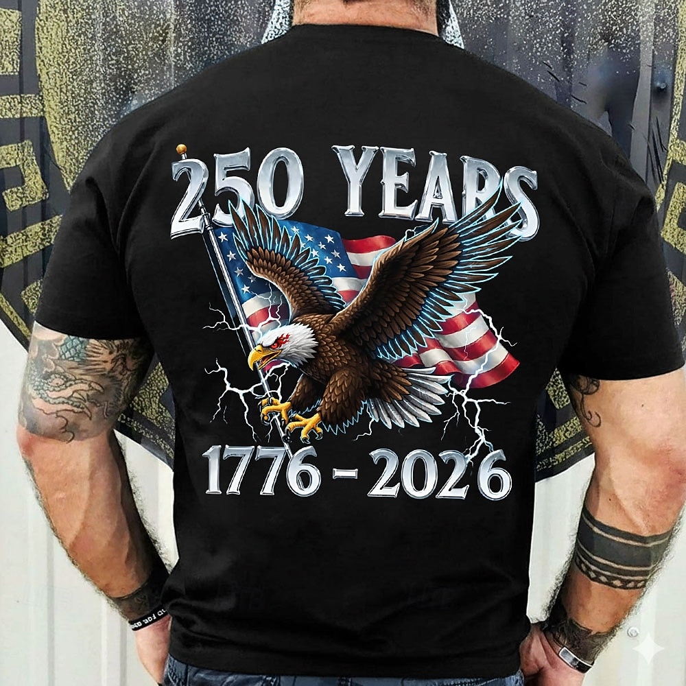 4 luglio 2026 250° Giorno della Memoria Maglietta a Maniche Corte con Stampa 3D Bandiera USA Collo Rotondo da Uomo Quotidiano Street del 2026 a $21.99 –P4