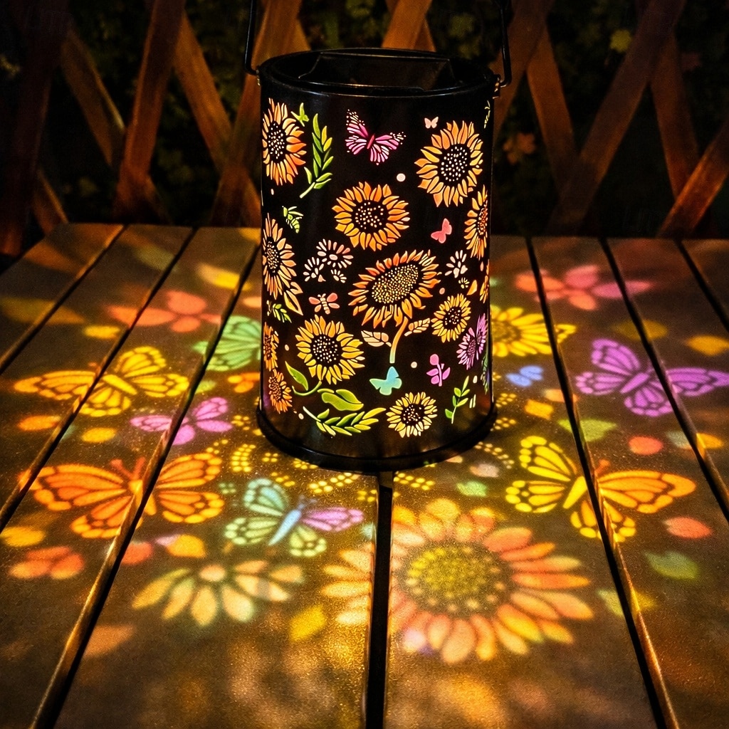 Farol solar exterior impermeable colgante, diseño retro hueco con proyección de mariposa, decoración LED para jardín, patio, regalo para mujeres, mamá y abuela. 2026 - $32.59 –P6