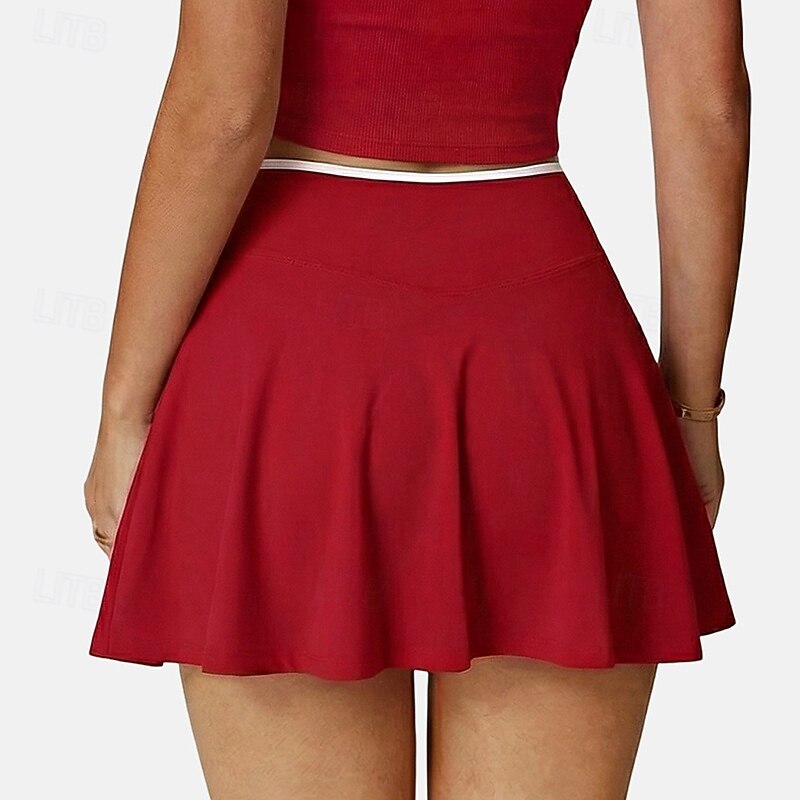 Damskie Solidne kolory Spódnica casualowa Spódnice tenisowe z szortami Spódnica sportowa Kieszeń Wysoka talia Elastyczny Odvádí pot Oddychający Bransoletka tenisowa Golf Pikle Spódnica Czarny Biały 2026 - $25.99 –P6