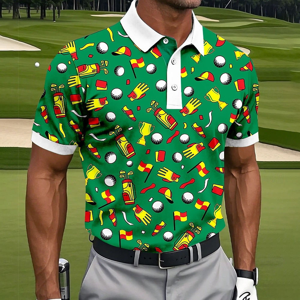 Bărbați Grafic Golf Tricouri polo sport Manșon scurt Tricouri de polo Cămăși cu guler Casual Îmbrăcăminte Atletică Nasturi Vară verde 1# verde 2# 2026 - $22.99 –P2