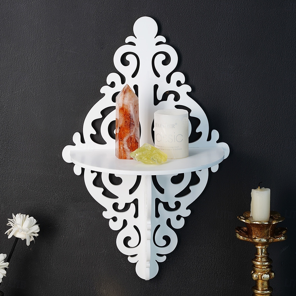 Creative Simple White Pattern Decorative Shelf, DIY Assembly Floating Shelf, Ideal for Home Wall Decoration, Living Room Display Stand, Crystal Stone Display Shelf 2026 - $15.99 –P5