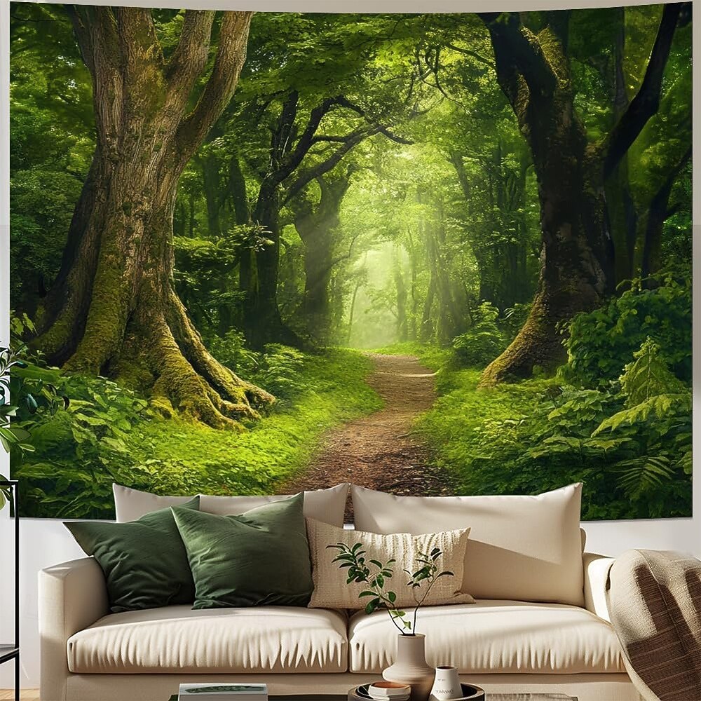 Tropical Jungle Ancient Forest Wall Tapestry Sunbeams Mossy Trees Stream Nature Landscape Wall Hanging Home Decor Living Room Bedroom Office Backdrop Art Mural 2026 - $20.99 –P4
