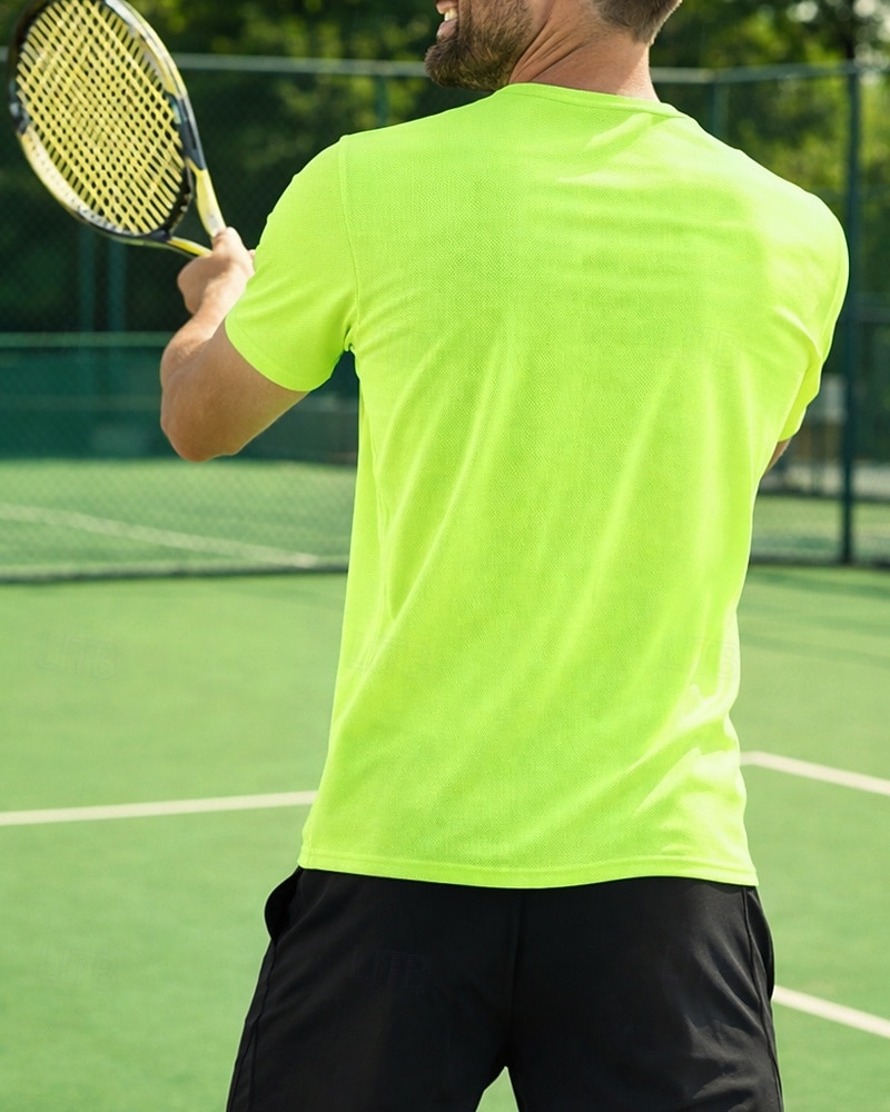 בגדי ריקוד גברים שיפוע חולצת ספורט חולצת טניס שרוולים קצרים ייבוש מהיר מתיחה פתילת לחות נושם טניס גולף פיקלבול צווארון V צמרות כחול ים ירוק בגדי טניס 2026 - $24.99 –P3