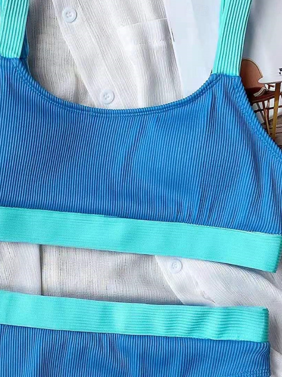 Per donna Costumi da bagno Bikini Due pezzi Vita alta Costume da bagno Patchwork Snello Senza schiena Vacanza Abbigliamento da Spiaggia A righe Collo a U Senza Maniche Costumi da bagno del 2026 a $19.99 –P5