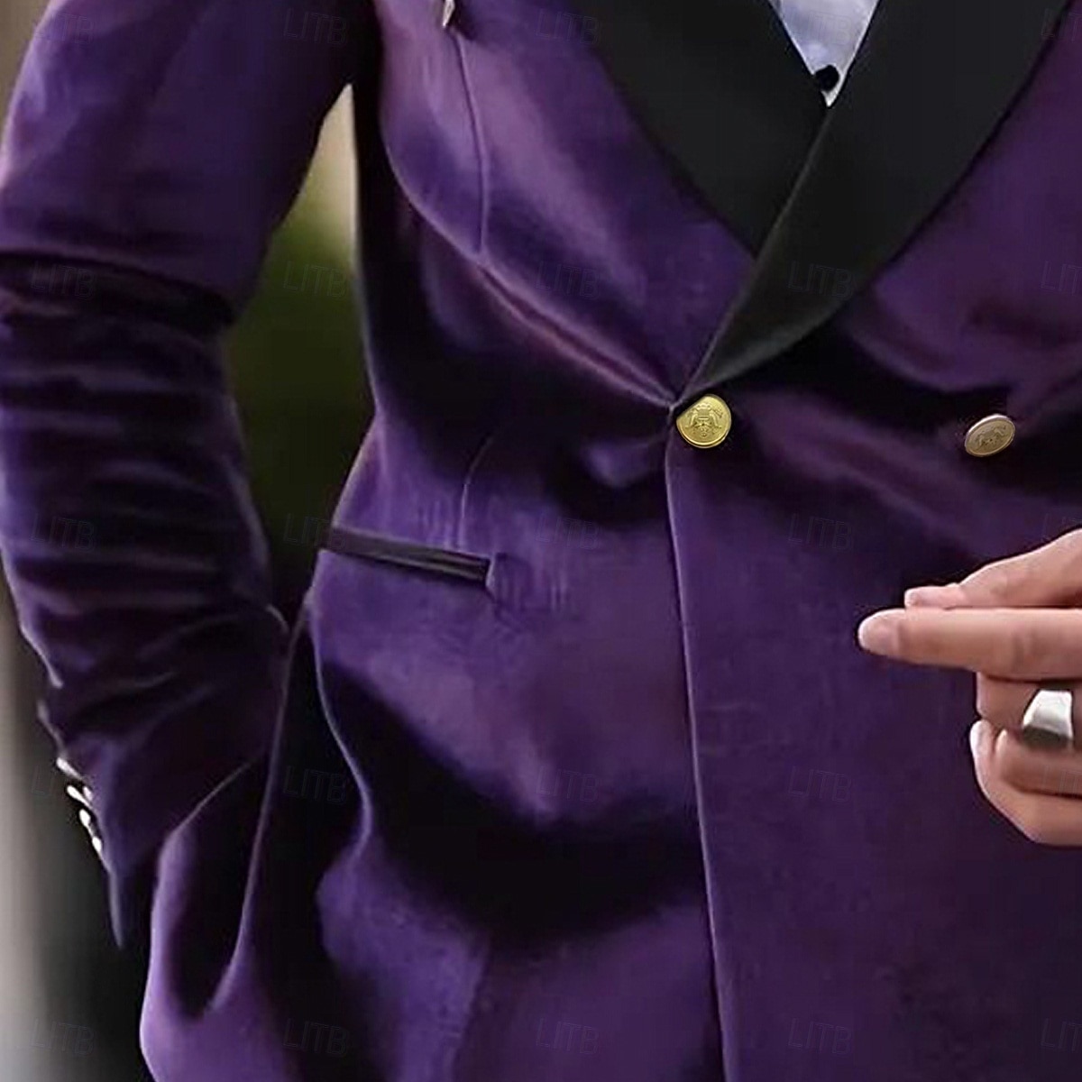 Homens Jaqueta Blazer Xale Moda Cor Sólida Blazer Roxo Moderno Quatro botões de abotoamento duplo de 2026 por $89.99 –P3