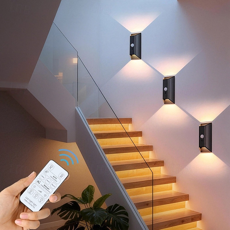 1/2 stuks USB oplaadbare slimme bewegingssensor nachtlamp met afstandsbediening, LED wandlamp voor gang, hal, doorgang, achtergrondverlichting met bewegingssensor, slaapkamerverlichting, 2026 - $28.99 –P2