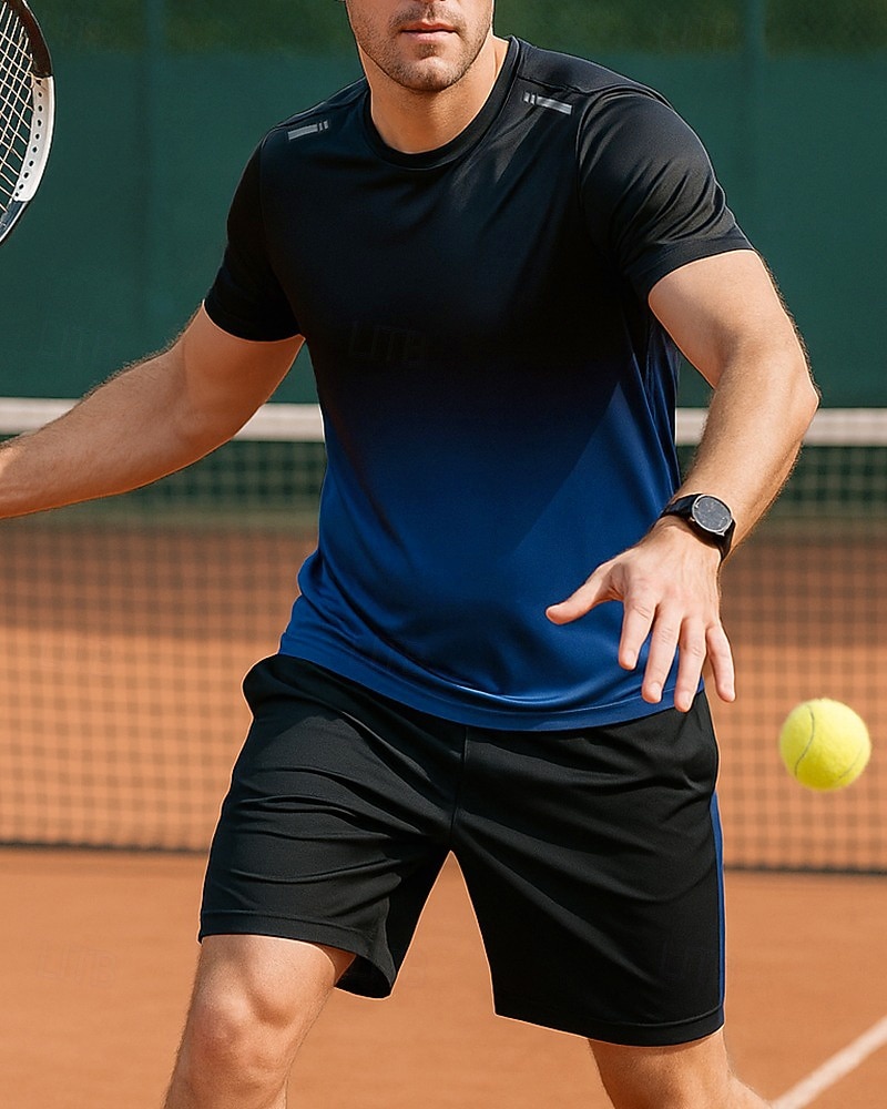 Herr Grafisk Sportset Skjortor & Shorts Tennisset 2 Kort ärm Svettavvisande Fuktabsorberande Andningsfunktion Tennis Golf Pickleball Röd Blå Grön Tenniskläder 2026 - $21.99 –P1