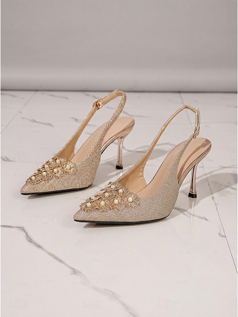 damesko med champagnefargede slingback-hæler – elegante sko til brudens mor til bryllup i byen 2026 - $42.99 –P2