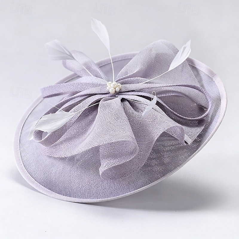 Fascinator Sinamay Matrimonio Compleanno Elegante Vintage Carino Con Piuma Perle Copricapo Copricapo del 2026 a $40.99 –P2