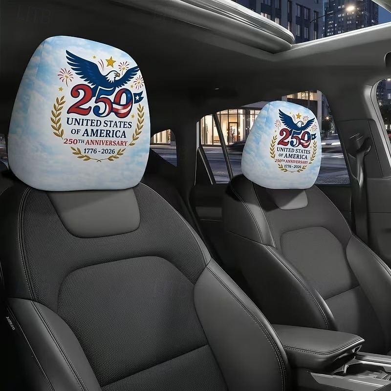 2026年 2個のアメリカ国旗独立プリントの車のヘッドレストカバー、高弾性設計で詰め物のないシート保護、車のシートヘッドレストカバー、車用シートクッション、愛国的なテーマ、車の内装  コレクション – $9.49 –P6
