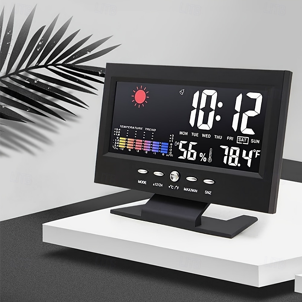 Intelligent Multi-function Voice-controlled Digital Weather Clock With Backlight, Temperature And Humidity Measurement, Weather Forecast, Electronic Clock, And Alarm Clock 2026 - kr.229 –P2