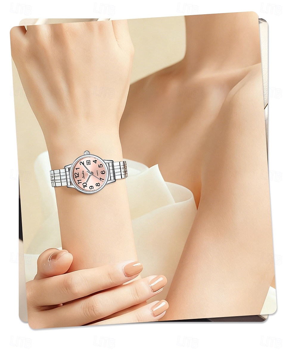 Women's Watch with Steel Elastic Band, Easy to Read Ladies Quartz Watches with Pink Dial and Date Display, Stainless Steel Stretch Bracelet Wrist Watch for Women Girl Gift, Fashion Casual Waterproof 2026 - $18.99 –P7