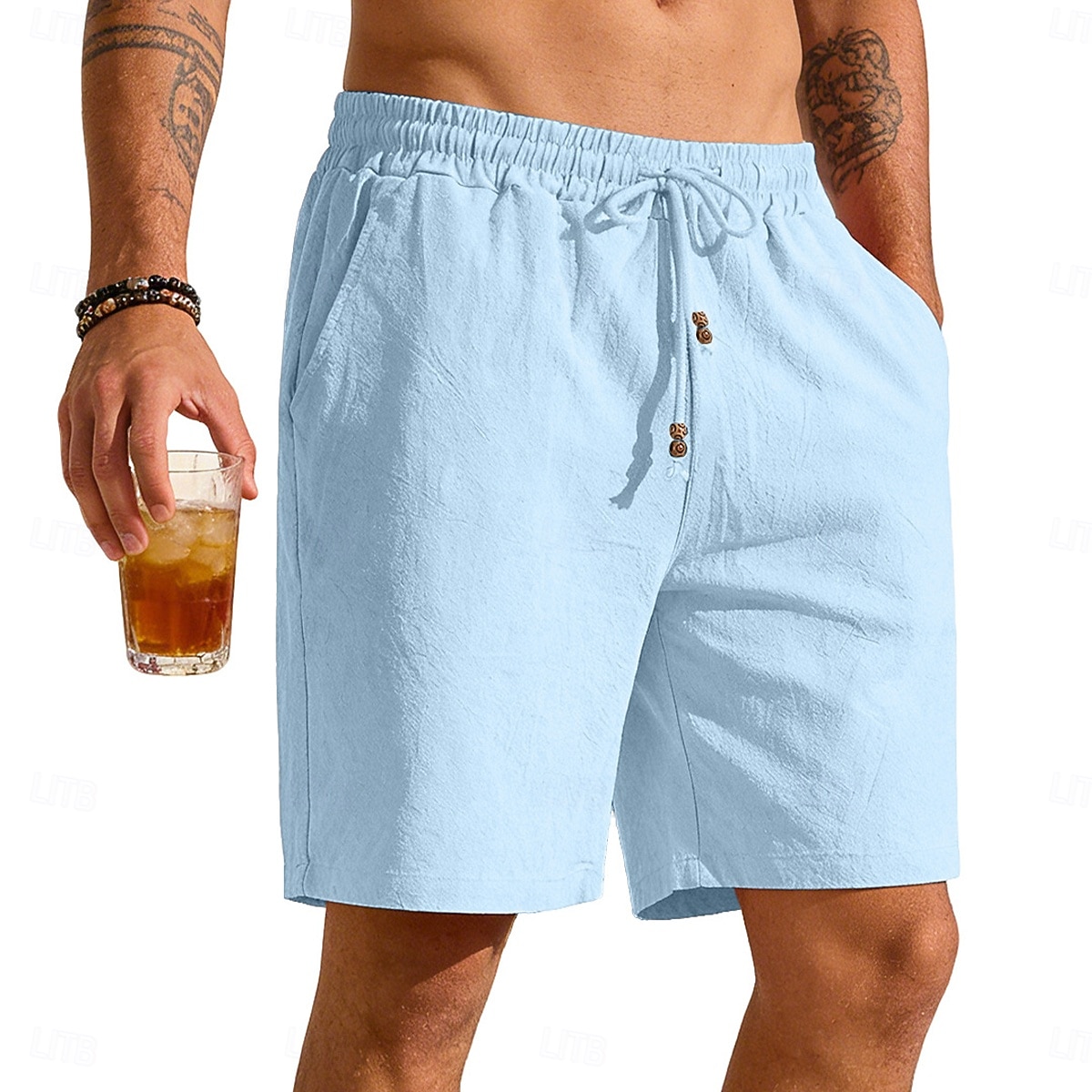 Homens Calção Shorts de linho Shorts de verão Shorts de praia Shorts largos Bolsos Cintura elástica Simples Tecido Leve Respirável Comprimento do joelho Casual Ao ar livre Feriado Moda Estilo Clássico de 2026 por $22.99 –P8