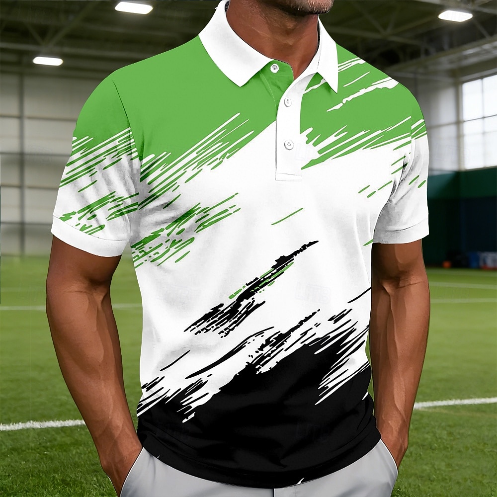 Per uomo Geometrico Linea Polo Manica Corta Magliette polo Camicie con Colletto Casual Athleisure Bottoni Estate Primavera Blu Viola Verde del 2026 a $22.99 –P2