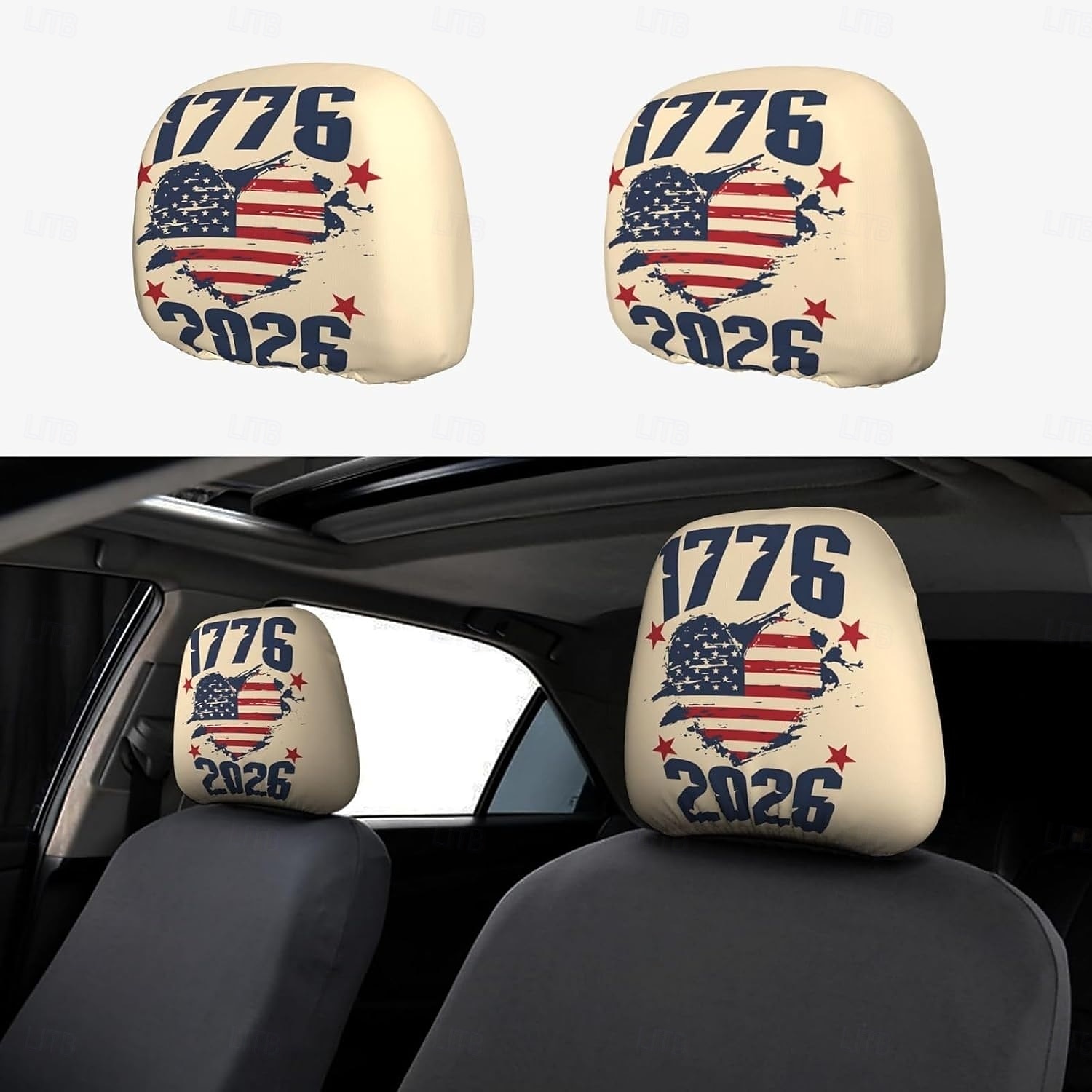 Funda para reposacabezas de coche conmemorativa del 250 aniversario, 2 unidades, conmemorativa de la Independencia de Estados Unidos (1776-2026), soporte espinal resistente para conducción de larga distancia, ajuste universal para coches, camiones y SUV. 2026 - $11.99 –P8