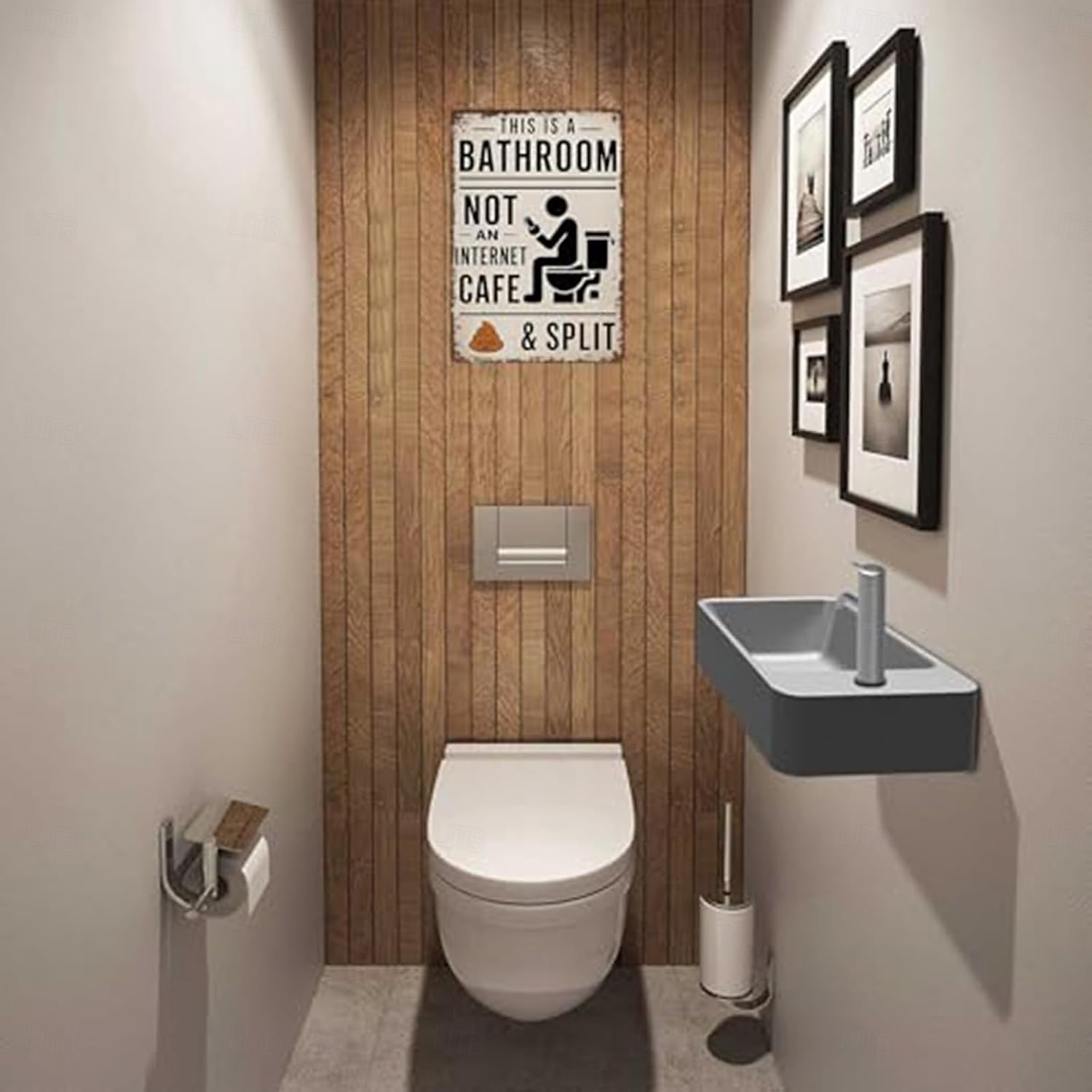 Este es un letrero de baño, no de cibercafé, divertido letrero de hojalata de metal para baño, decoración de pared humorística vintage, arte de pared de baño de aluminio rústico para casa de campo, 2026 - $9.99 –P5