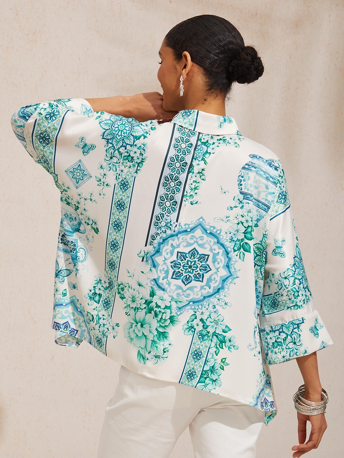 celadon bloom story zijdezacht satijnen shirt met vleermuismouwen 2026 - $67.99 –P10