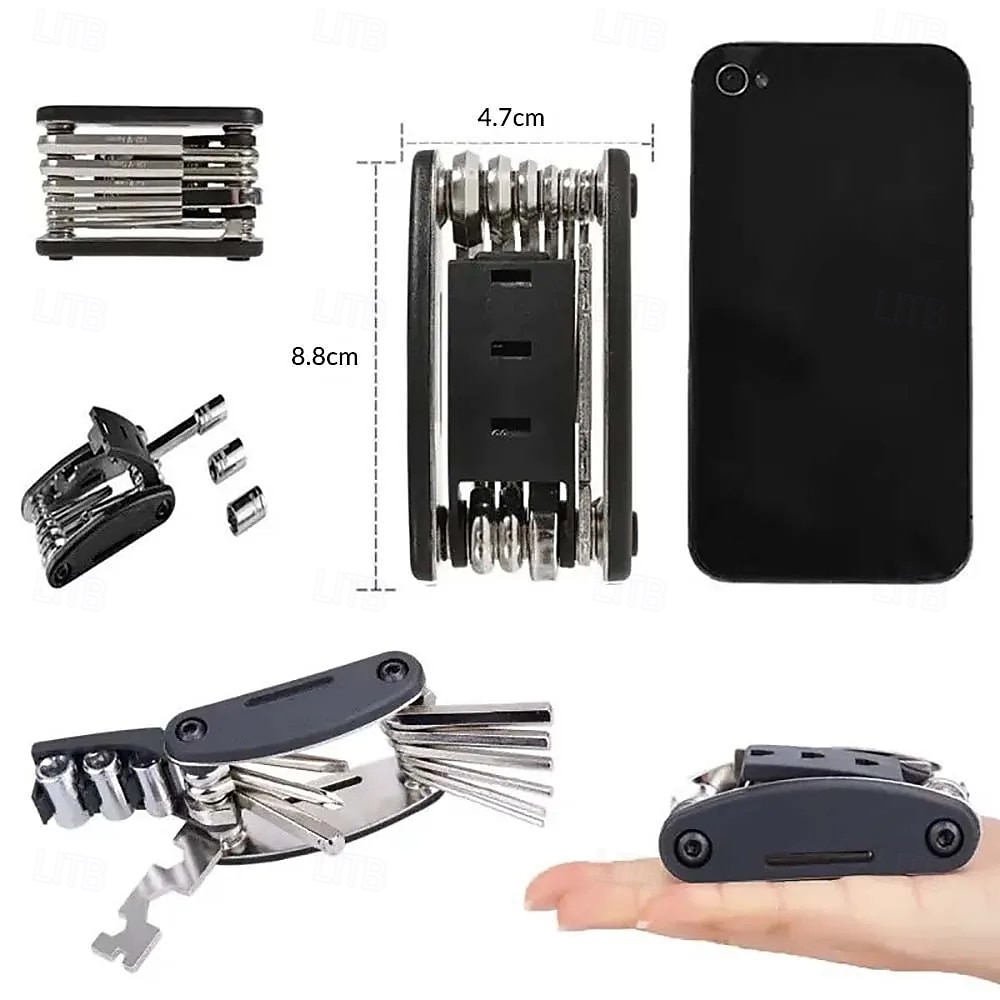 Kit d'outils de réparation portable 16 en 1 pour vélos, motos et motos : clé hexagonale, tournevis pour pneus et outils de réparation pour écrous et pneus. de 2026 ? $9.99 –P2