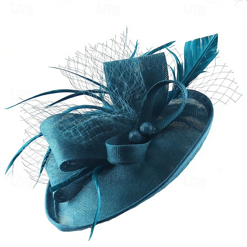 Fascinator Lino Matrimonio Compleanno Vintage Carino Retrò Con Piuma Copricapo Copricapo del 2026 a $17.49 –P10