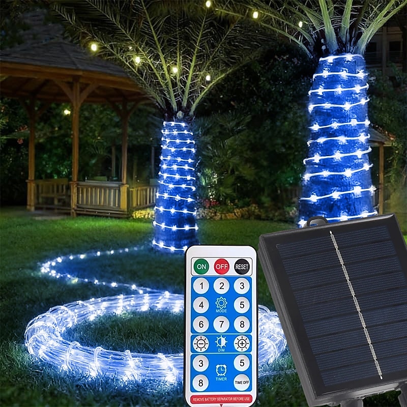 100 m-es kültéri napelemes fényfüzér, 1000 LED, IP65 vízálló, 31 V-os napelem &USB-ről tölthető, 8 funkciós távirányítóval, dekoratív LED-es lámpák kertbe, teraszra, medencébe, esküvőre, partira 2026 - $125.99 –P7