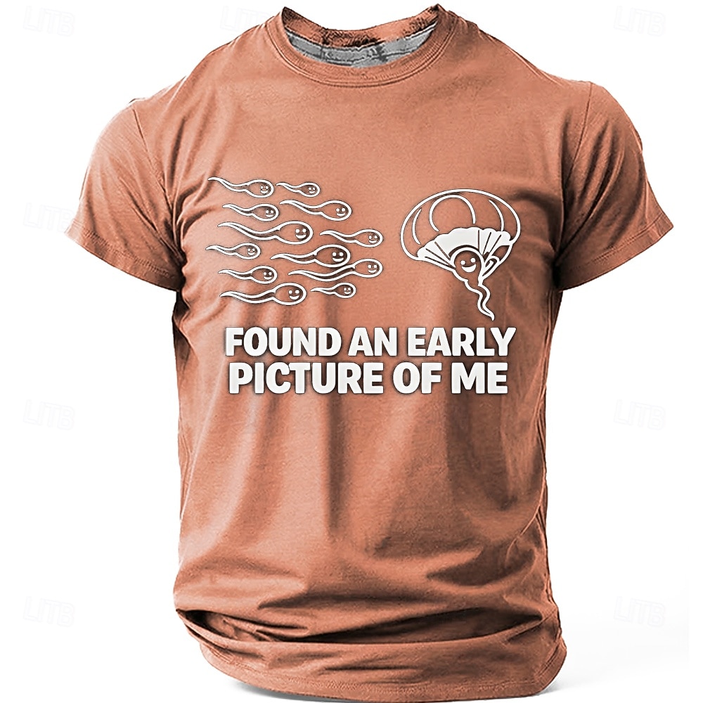 Men's FOUND AN EARLY PICTURE OF ME Funny Born Winner Graphic T-Shirt Sperm Parachute Cartoon Joke Tee Smart Player Humor Creative Gag Gift Short Sleeve Casual Designer Clothing Apparel S M L XL XXL XX 2026 - $21.99 –P4