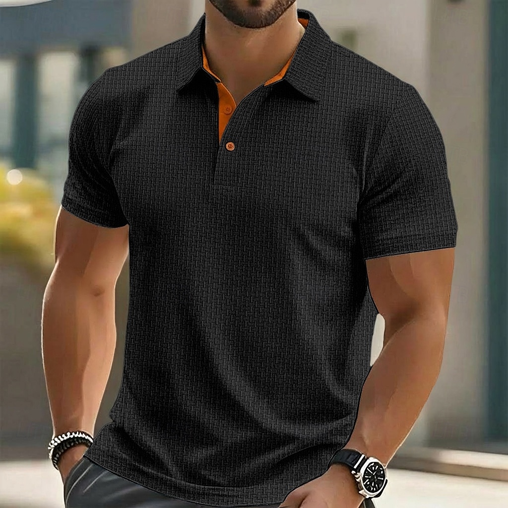 Per uomo Testurizzato Polo a Maglia Waffle Casuale Affari Classico Manica Corta Moda Moderno Tinta unica Testurizzato Bottoni Primavera & Estate Estate Primavera Vestibilità regolare Blu Nero Bianco del 2026 a $21.99 –P9