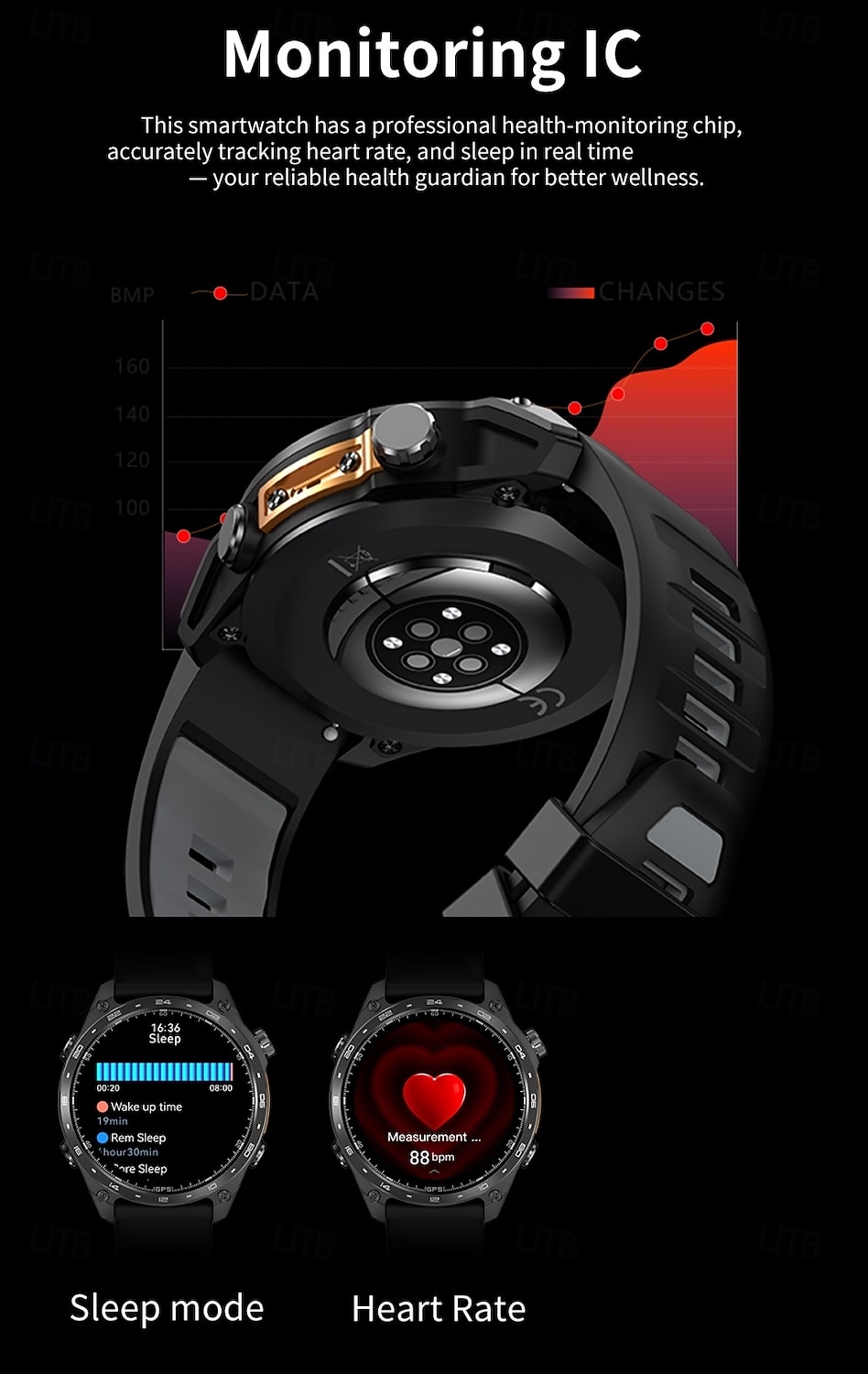 Smartwatch da uomo Amolde HD300 Pro con GPS, mappe offline, memoria da 4 GB, registratore, torcia, sport all'aria aperta, barometro, altimetro e bussola. del 2026 a $97.99 –P12