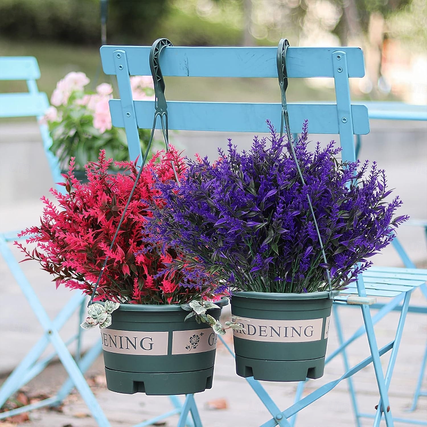 8 nippua keinotekoisia vihreitä laventeli tekopensaita kukkia UV-suojattu riippuva istutuslaatikko kasvisto aita sisä- ja ulkokoristeet hääpöytä kukat asetelma kimppu täyteaine 2026 - $4.99 –P6