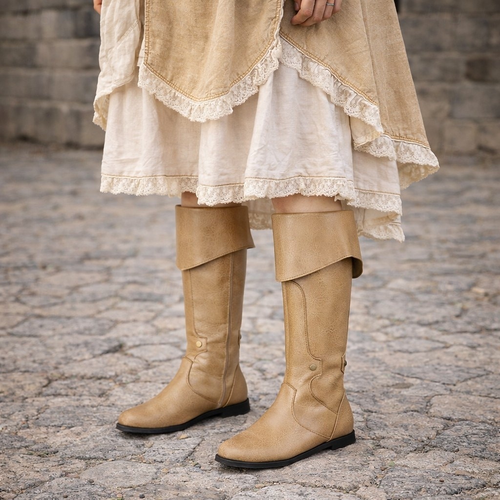 Mittelalterlich Renaissance Steampunk Schuhe Stiefel Pirat Wikinger Keltischer Ritter Kostüm Damen Vikinger Seeräuber Halloween Karneval Leistung LARP Renaissance-Messe Erwachsene Schuhe 2026 - $53.99 –P9
