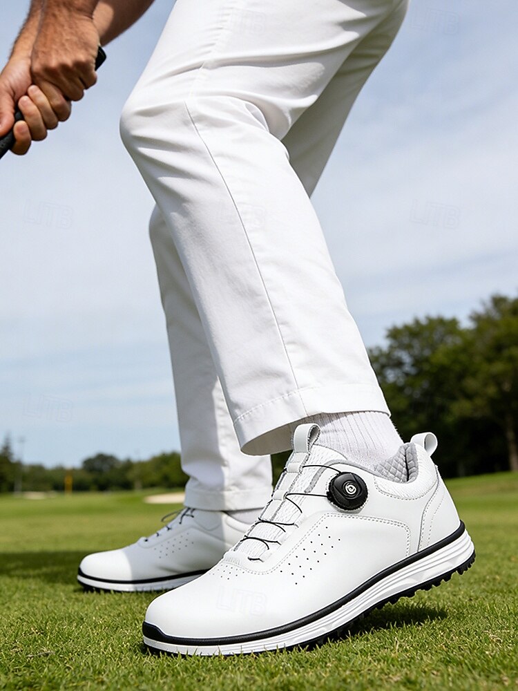 Men's Golf Shoes with Adjustable BOA Fit System – Premium Faux Leather, Stylish White Design for Golf & Outdoor Sports 2026 - $84.99 –P1
