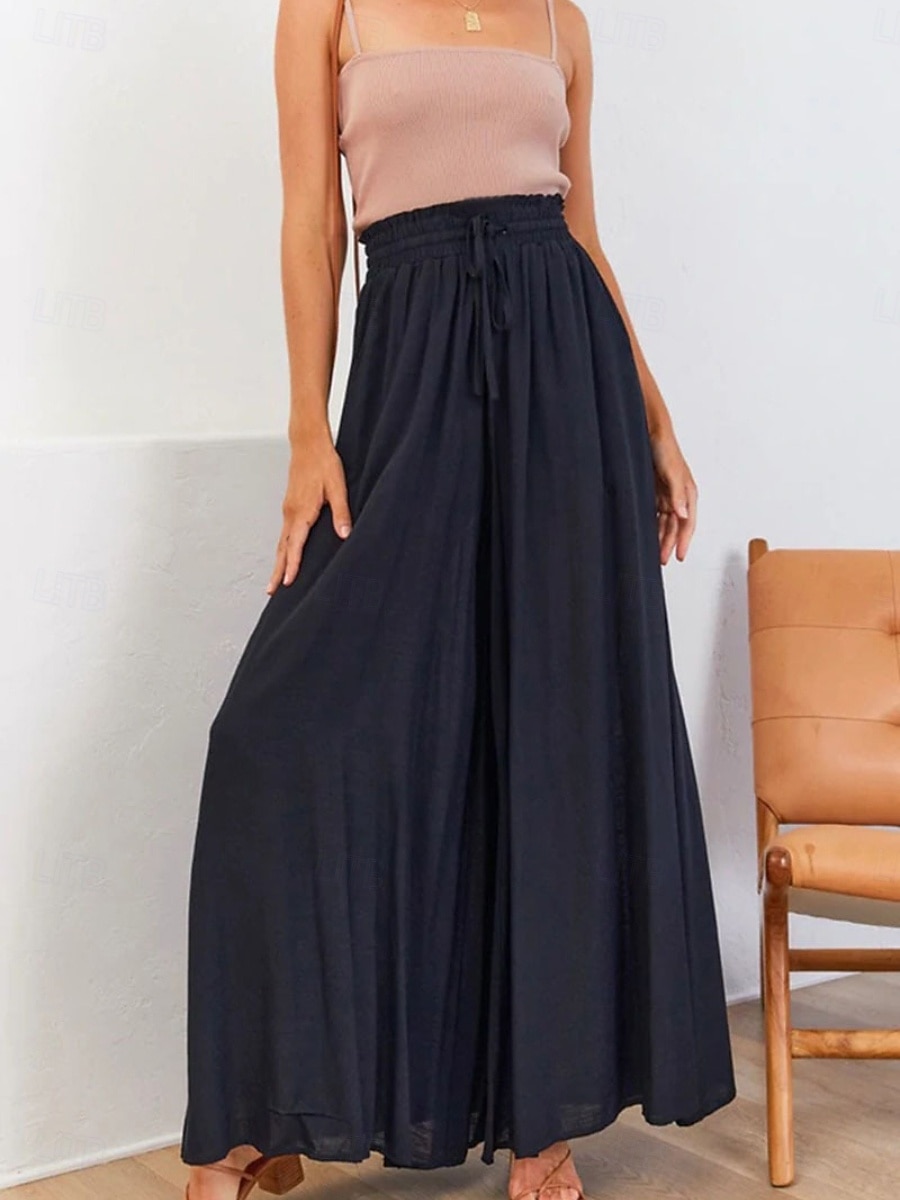 Dam Trosor Kinesiska Aktiv Streetwear Ledigt Fullängd Medium Midja Slät Snörning Bekväm Oelastisk Dagligen Utomhus Gata Aprikos Svart Mörk marin Kaki Sommar Vår Lös passning 2026 - $22.99 –P9