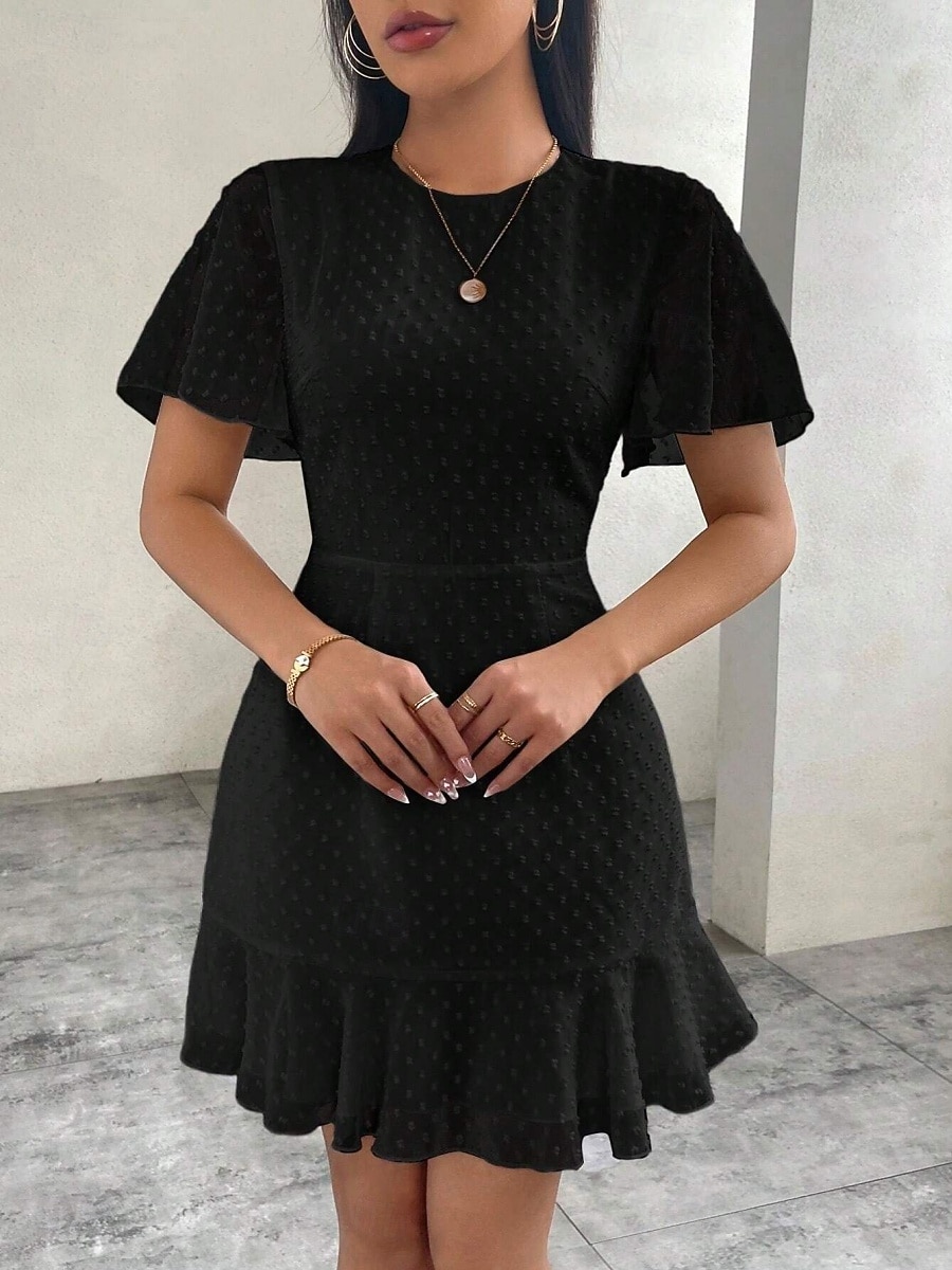 Women's Mini Dress White Dress Casual Dress Elegant Fashion Modern Outdoor Vacation Going out Regular Fit Plain Short Sleeve Crew Neck Black White Green Summer Spring 2026 - $29.99 –P12