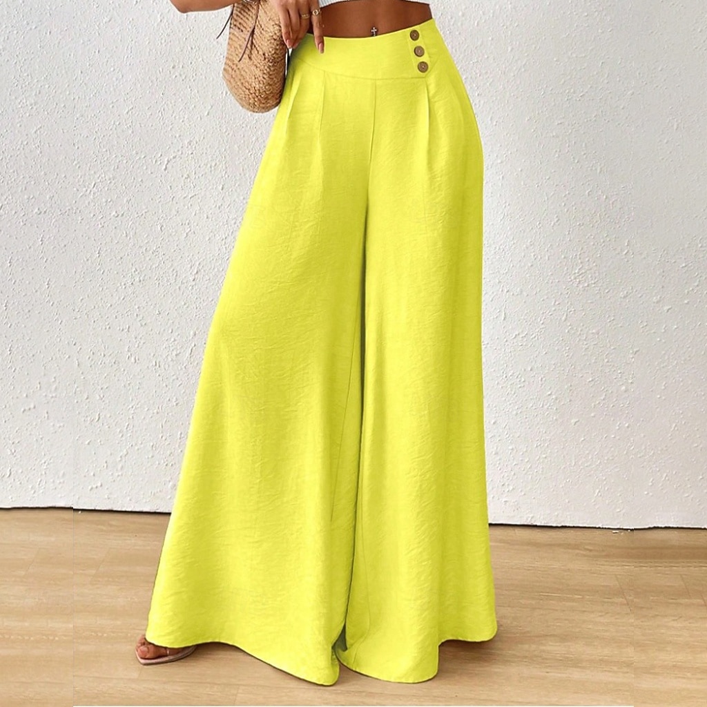 Women's Trousers Summer Pants Beach Pants Casual Pants Vacation Fashion Casual Daily Full Length High Waist Solid Color Plain Pocket Wide Leg Comfort Lightweight Soft Inelastic Streetwear Beach 2026 - $27.99 –P7