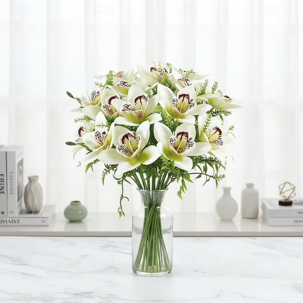 10 künstliche Phalaenopsis-Orchideen (kleine Cattleya-Blüten), verstellbare Stiele, realistische Blüten für Heim- und Eventdekoration, festliche Blumenarrangements und Außendekoration 2026 - $16.99 –P7