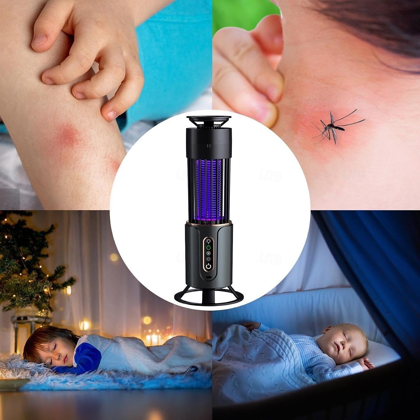 Hyttyssammutin ulkokäyttöön, hyttyssammutin ulkokäyttöön ja sisäkäyttöön LED-valolla, ladattava hyttyssammutin kärpästen tappaja, lentävien hyönteisten salamurtaja ulkokäyttöön, ulkopinta abs-muovista 2026 - $29.99 –P7