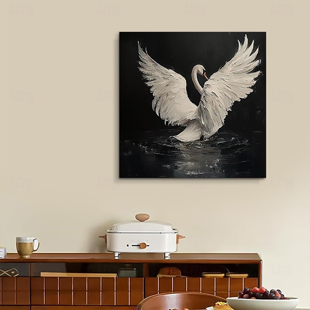 Handmade Oil Painting Canvas Wall Art Decoration Modern Retro Animals White Swan for Home Decor Rolled Frameless Unstretched Painting/Stretched Frame Hanging Painting 2026 - $55.99 –P2
