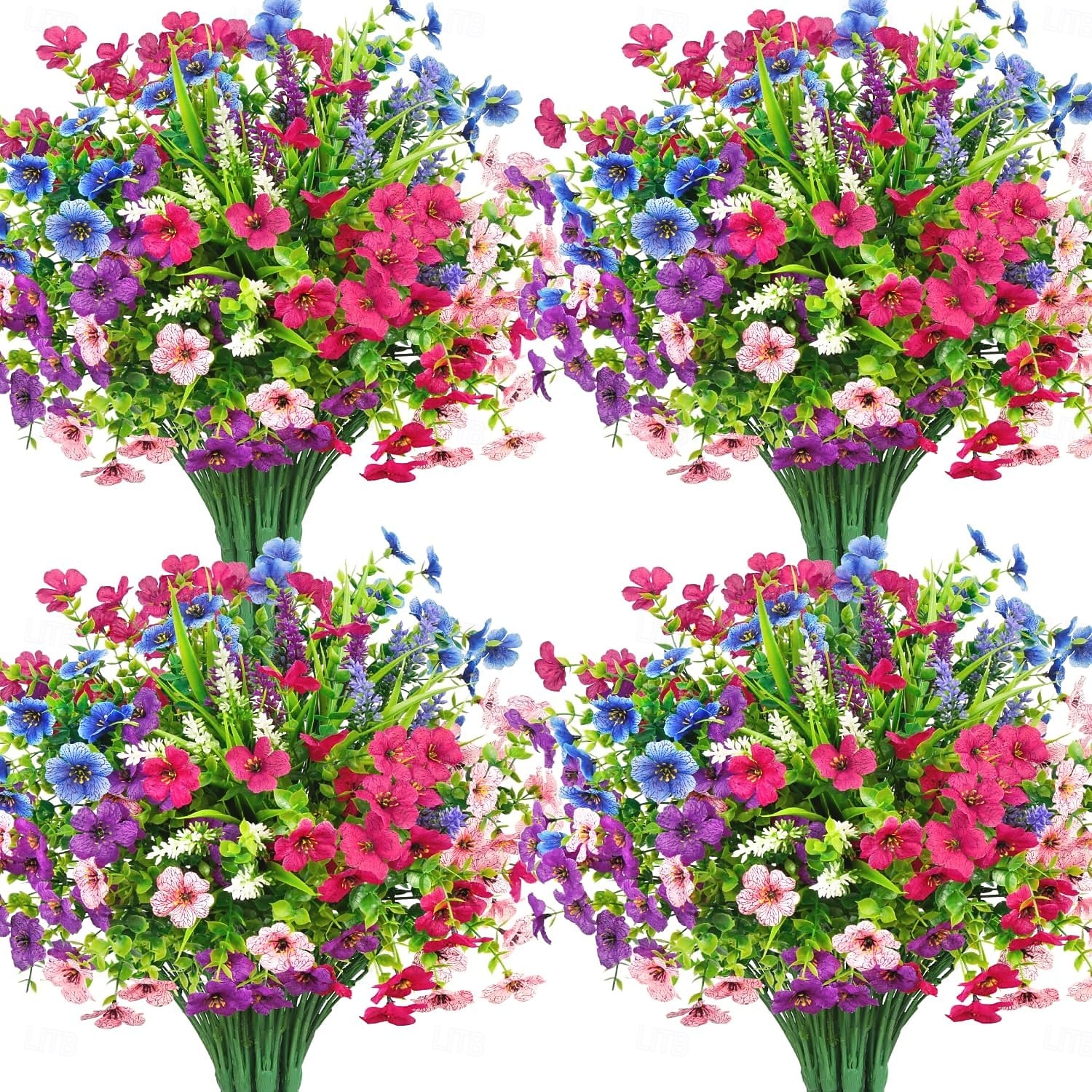 20 de pachete de flori artificiale pentru decorare în aer liber, flori de mătase artificiale, plante artificiale rezistente la UV, margarete artificiale, eucalipt, pentru primăvară, vară, grădină, 2026 - $31.99 –P1