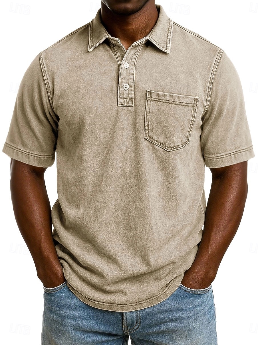 SoftFade™ Miesten Happopesu Paita Puuvilla Polo Paita Rentoa Lomaa Kauluskaveri Värikästä Polo Kaulusta Lyhythihainen Muoti Perus Yksinkertainen Vintage Haalistunut Kesä Kevät Normaalimallinen Musta 2026 - $31.99 –P4