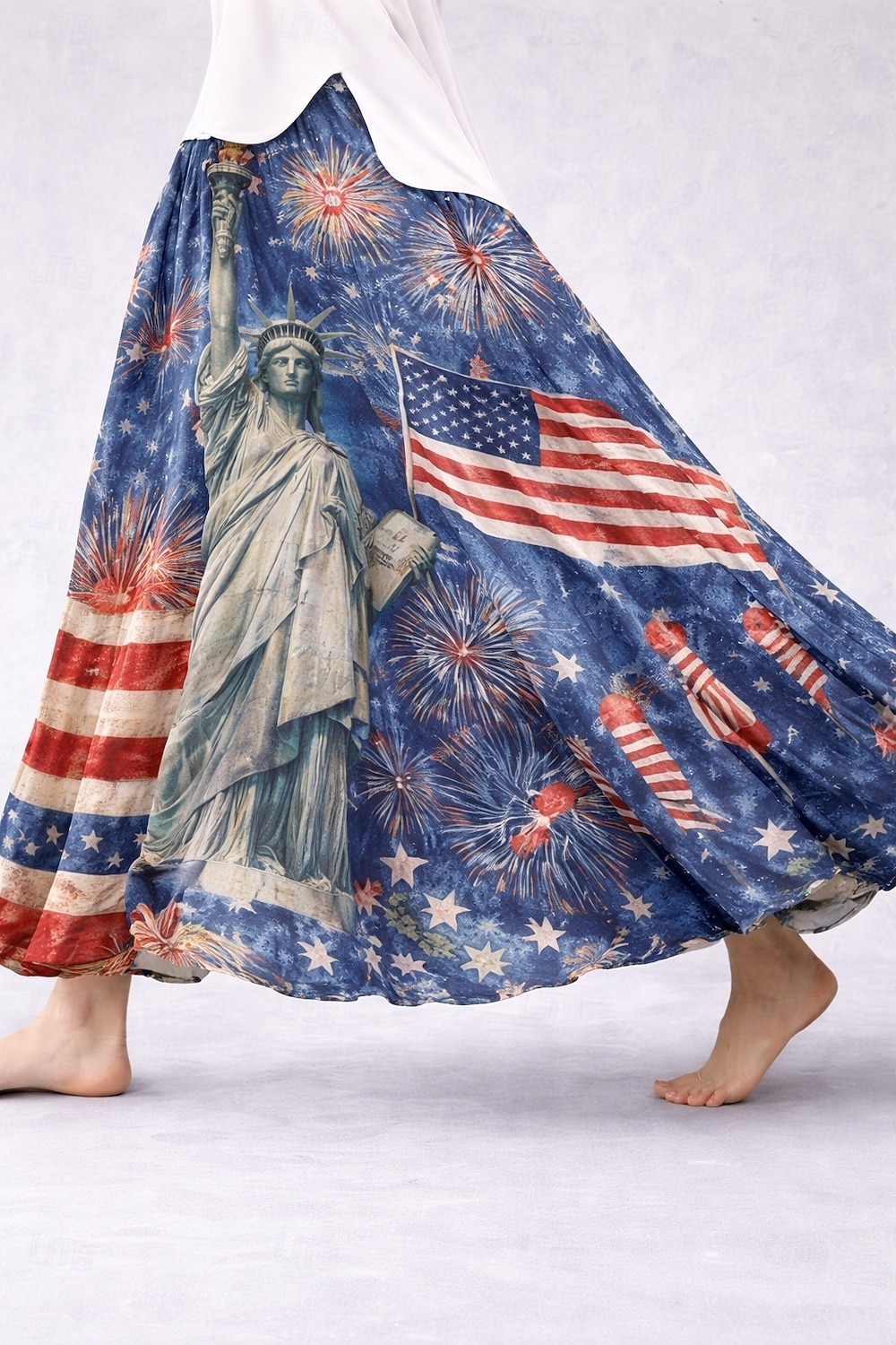 Damskie Spódnica wakacyjna Elegancja Moda Codzienny Maxi Wysoka talia Spódnice Graficzny Kieszeń Nadruk Średnio elastyczny Codzienny Urlop Niebieski Czerwony Lato 2026 - $48.99 –P1