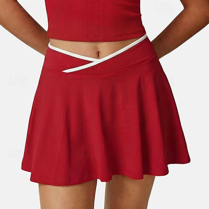 Damskie Solidne kolory Spódnica casualowa Spódnice tenisowe z szortami Spódnica sportowa Kieszeń Wysoka talia Elastyczny Odvádí pot Oddychający Bransoletka tenisowa Golf Pikle Spódnica Czarny Biały 2026 - $25.99 –P5