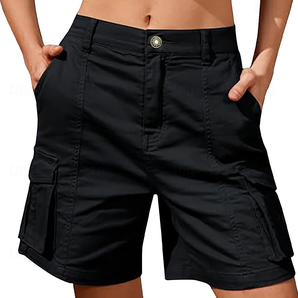 Women's Bermuda shorts Cargo Shorts Shorts Summer Shorts Vacation Fashion Casual Daily Short Mid Waist Solid Color Plain Patchwork Zipper Pocket Comfort Quick Dry Soft Micro-elastic Streetwear Beach 2026 - $33.99 –P4
