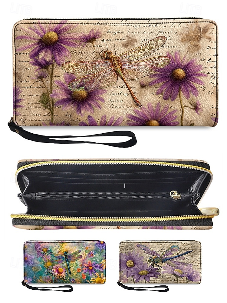 Γυναικείο πορτοφόλι από τεχνητό δέρμα, με πολλαπλά σχέδια λιβελούλας, μεγάλη χωρητικότητα με πολλαπλές θήκες, ιδανικό για καθημερινή χρήση, διακοπές και ταξίδια 2026 - $18.99 –P5
